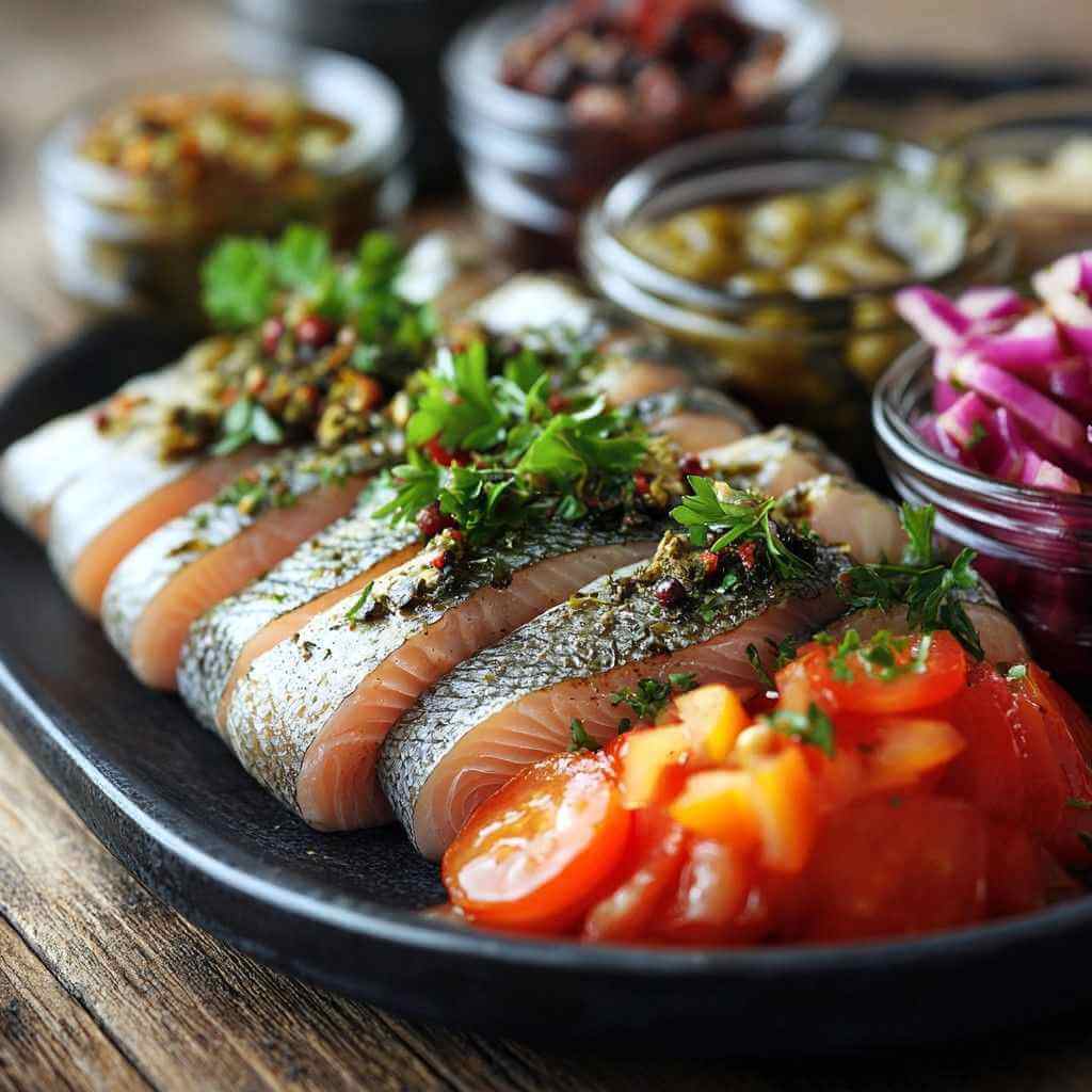 Haring met uitjes en augurk